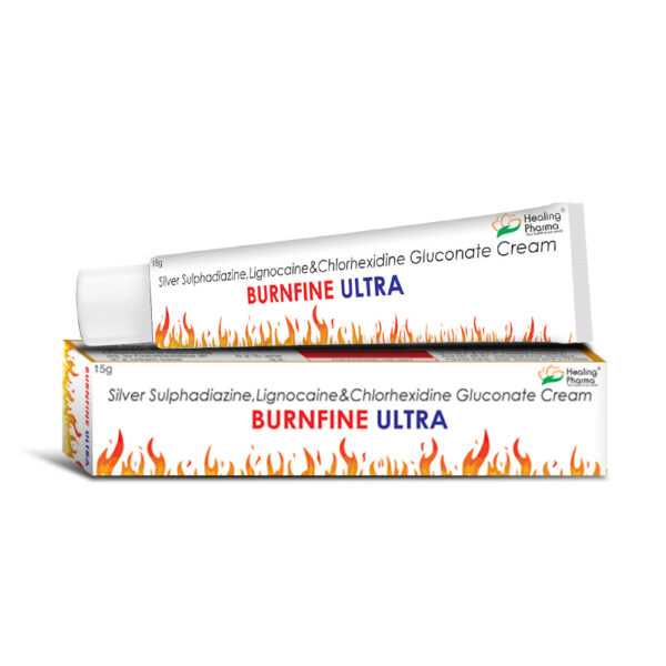 Silver sulfadiazine 1% + Lignocaine 2% + Chlorhexidine 0.2% (Burnfine Ultra) – 15 gm